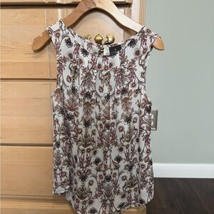 Worthington Floral Sleeveless Blouse - Cream and Brown